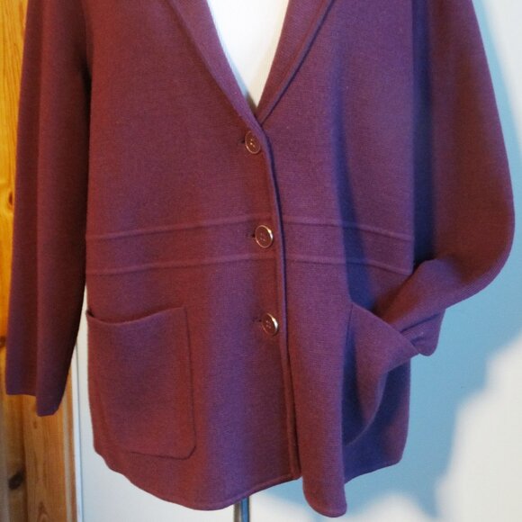 TALBOTS Size Plus 2XL Merino Wool Sweater Jacket/Blazer Plum - Picture 3 of 7